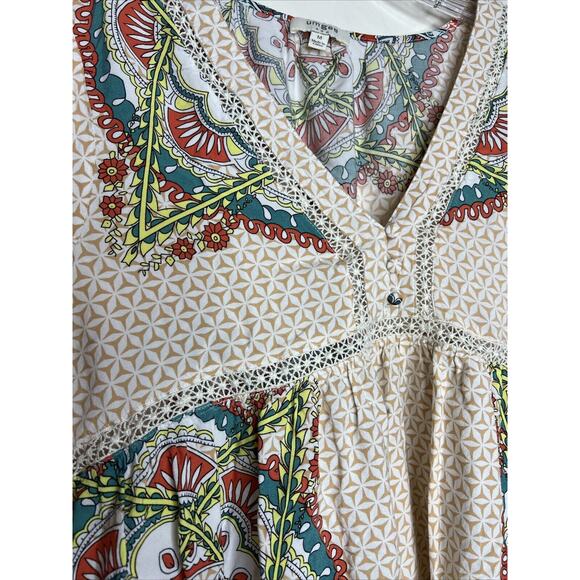 Umgee Women’s Babydoll Tunic Shirt Size Medium Y2K Crotchet Boho 90’s Multicolor - Picture 3 of 8
